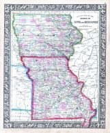 Iowa and Missouri, World Atlas 1864 Mitchells New General Atlas